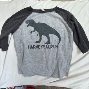 Harveysaurus Kids Raglan Shirt - Gray and Black